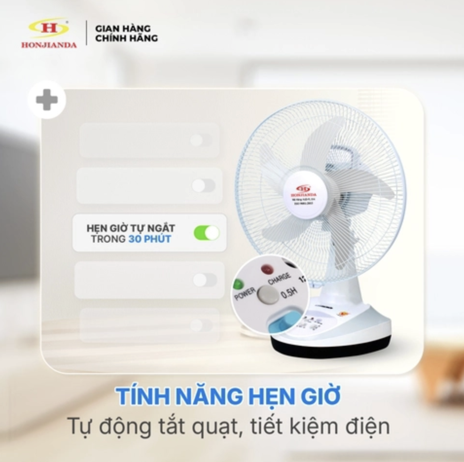 Quạt sạc Honjianda HJD-FL314 LED 1B