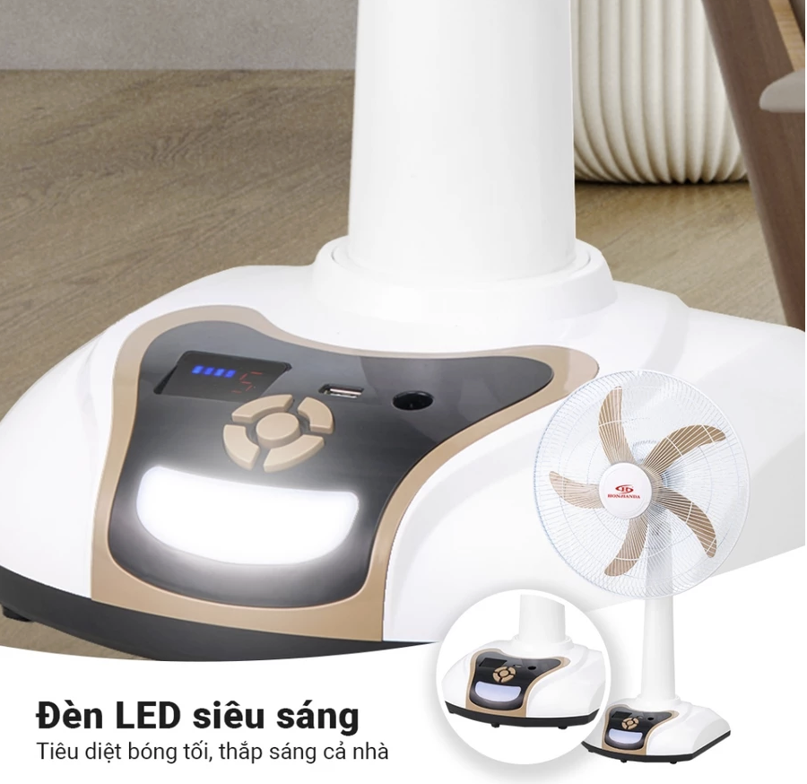 Quạt sạc tích điện Honjianda HJD-FL426H LED 1B