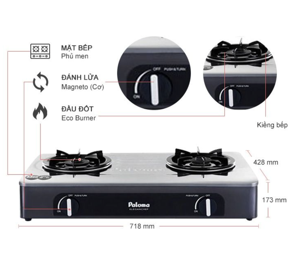 Bếp gas dương Paloma PA-V72SB