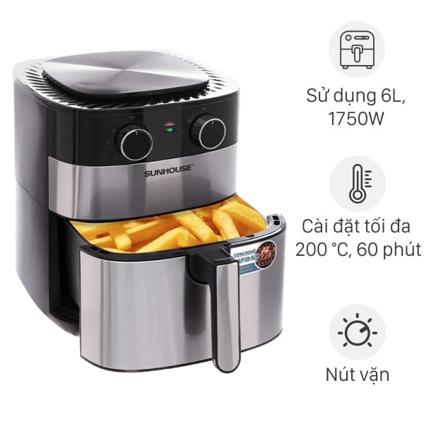 Nồi chiên không dầu 6.0L Sunhouse SHD4026