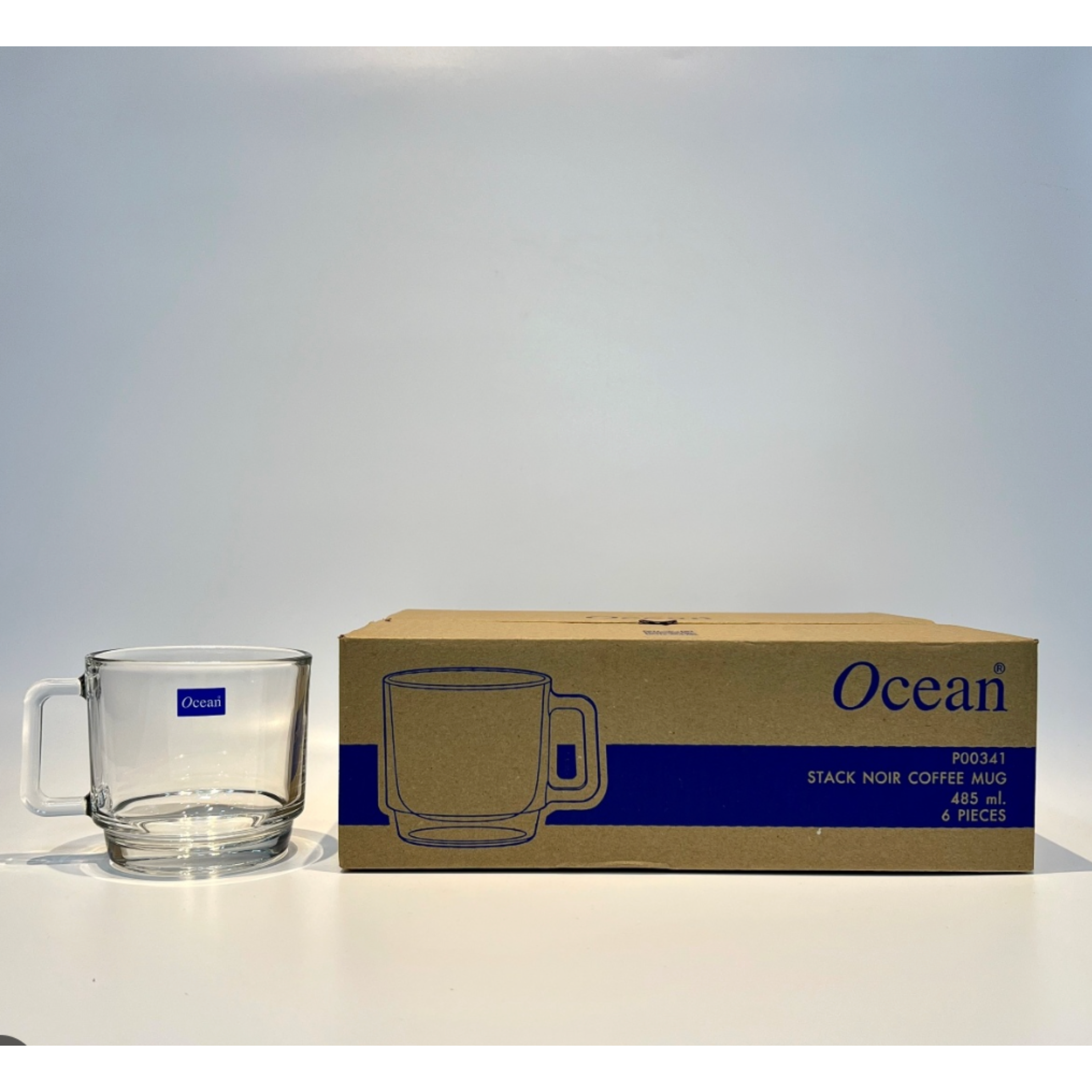 Cốc Thủy Tinh Ocean Stack Noir Coffee Mug P00341 - 485ml Chính Hãng