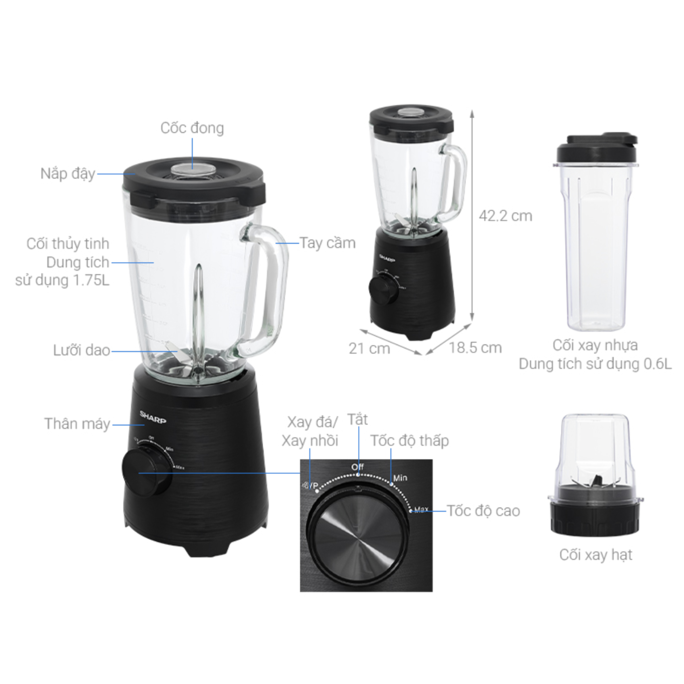 Máy Xay Sinh Tố Sharp EM-SG1000-BK