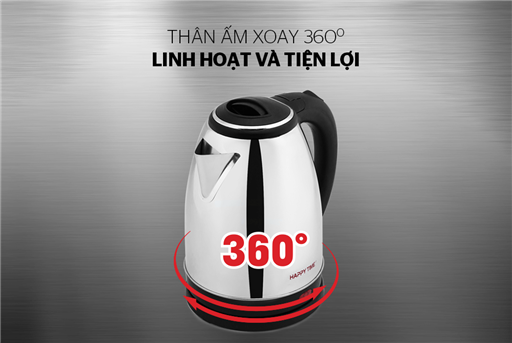 Ấm siêu tốc Inox 1.8L Happy Time HTD1081