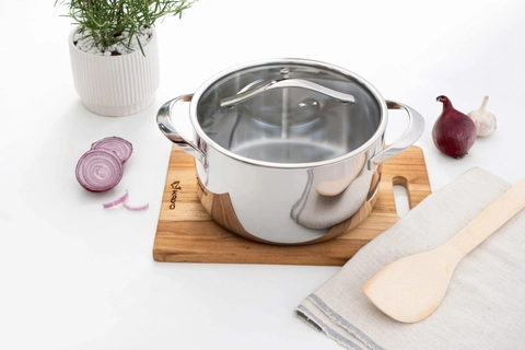 Nồi inox thân đáy liền Tri-Ply Silver Crown, size 24cm KIC-6629
