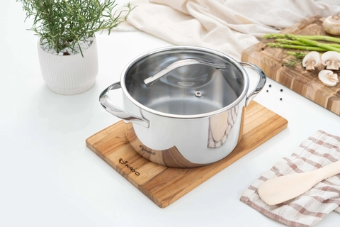 Nồi inox thân đáy liền Tri-Ply Silver Crown, size 18cm KIC-6605