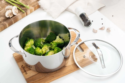 Nồi inox thân đáy liền Tri-Ply Silver Crown, size 18cm KIC-6605