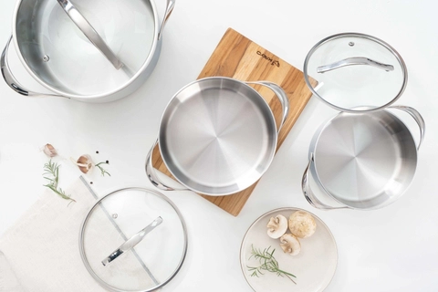 Nồi inox thân đáy liền Tri-Ply Silver Crown, size 20cm KIC-6612