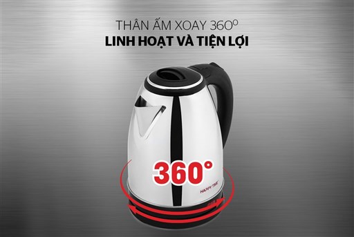 Ấm siêu tốc Inox 1.8L Happy Time HTD1088