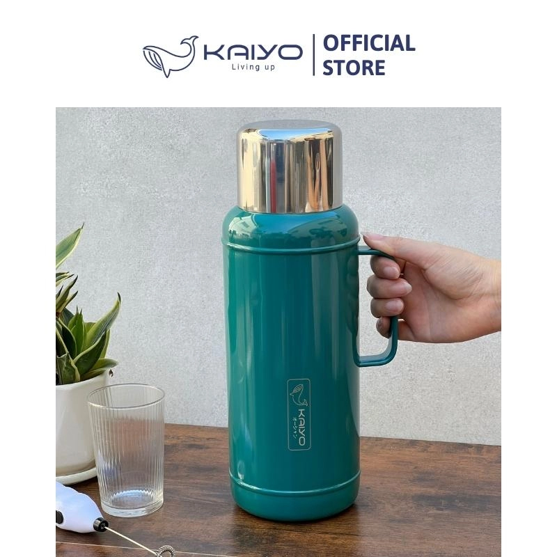 Phích giữ nhiệt 2 lớp inox Kaiyo màu xanh đậm, dung tích 2,2L KSV-3406