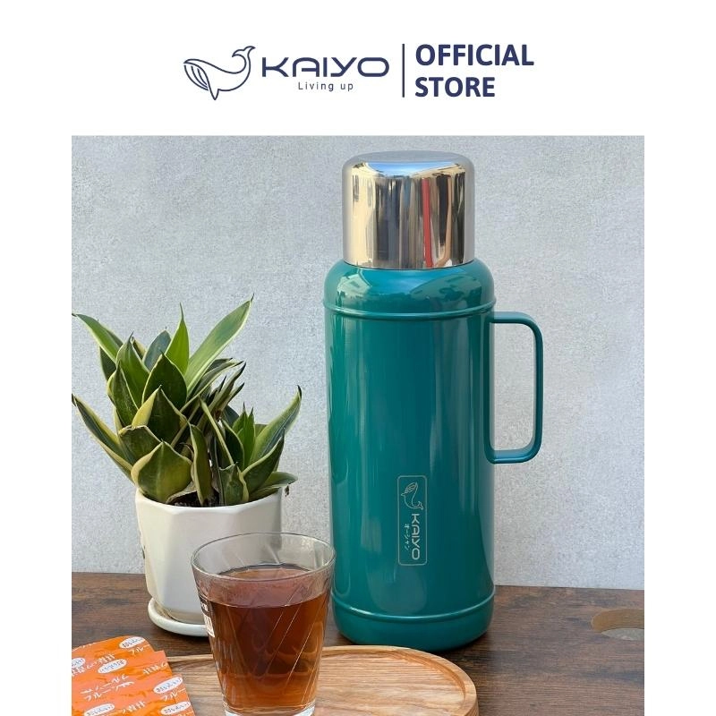 Phích giữ nhiệt 2 lớp inox Kaiyo màu xanh đậm, dung tích 2,2L KSV-3406