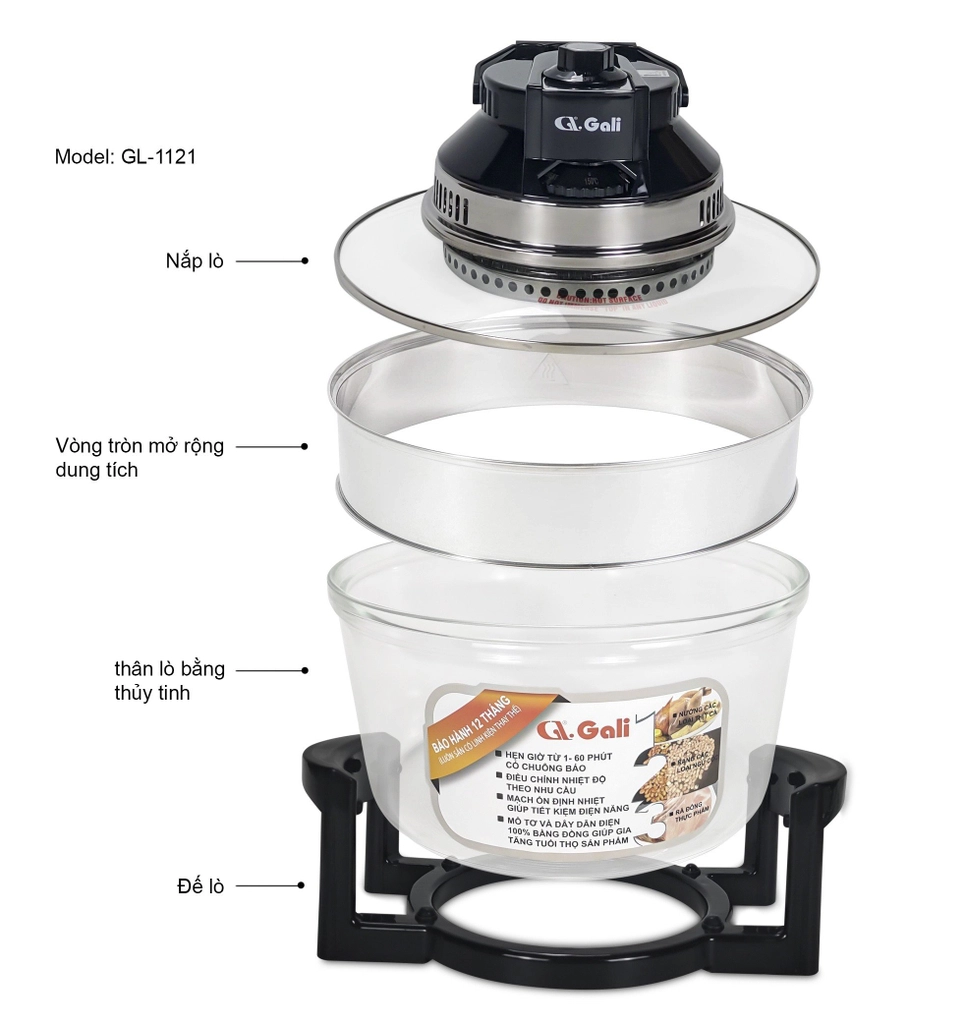 Nồi nướng / lò nướng đa năng Gali GL-1121 17 lít