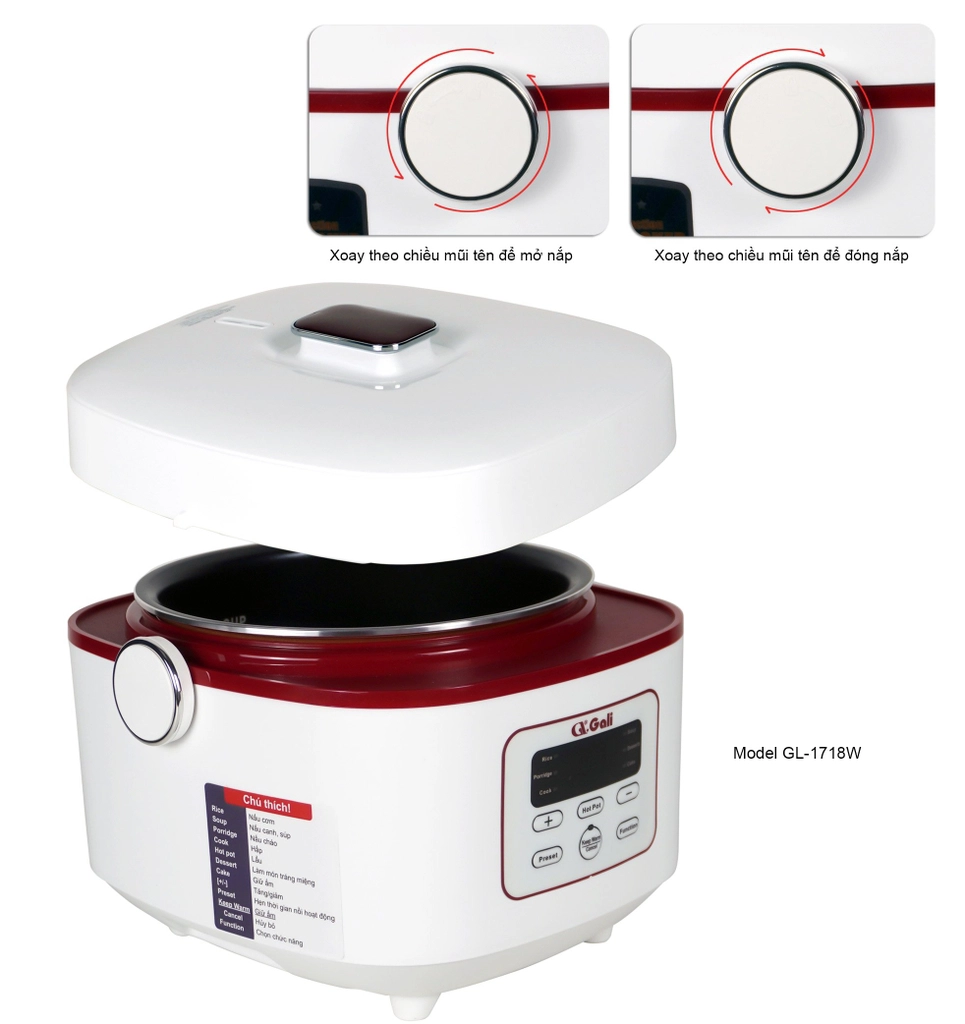 Nồi cơm điện Gali GL-1718W 1,8 lít