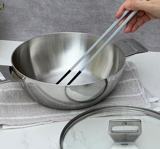 Chảo inox 3 lớp đáy liền sâu lòng Tri-Ply Kaiyo 2 tay cầm, size 24cm KDW-3611