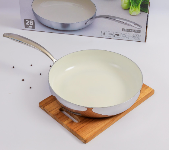 Chảo inox chống dính Ceramic Kaiyo, dáng cạn size 28cm KNF-6674