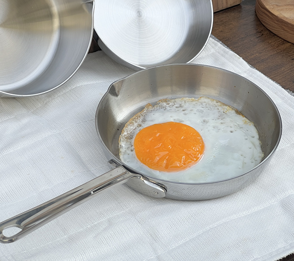 Chảo đúc inox 3 lớp đáy liền Tri-Ply Kaiyo, mini size 12cm KIW-3727