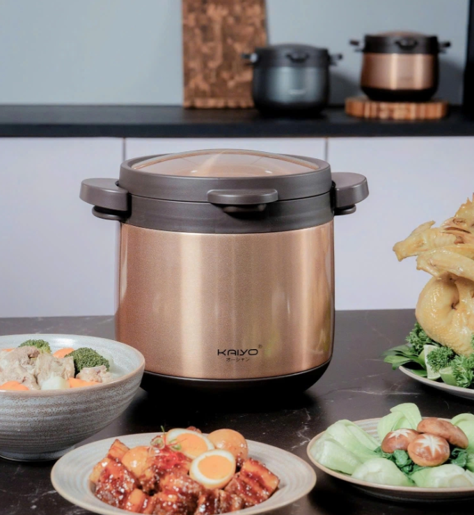 Nồi ủ chân không 2 tay cầm Kitchen Mate Kaiyo, dung tích 4,5L, màu vàng KTC-6896