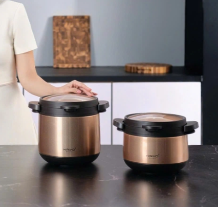 Nồi ủ chân không 2 tay cầm Kitchen Mate Kaiyo, dung tích 4,5L, màu vàng KTC-6896