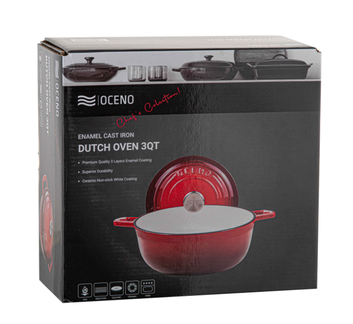 Nồi gang Oceno màu đỏ cherry 22cm OCP-1006