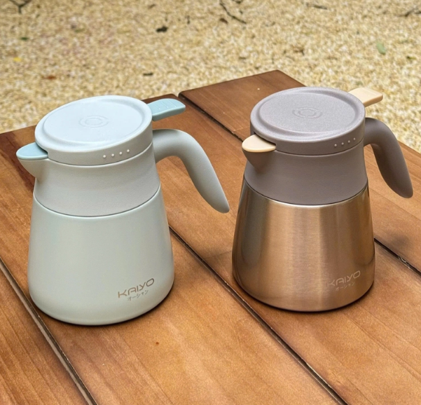 Bình giữ nhiệt 2 lớp có lõi lọc trà inox Kaiyo màu vàng, dung tích 500ml KSV-6643