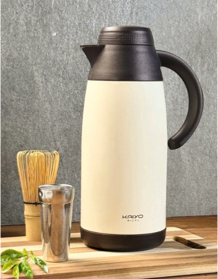 Phích pha trà giữ nhiệt 2 lớp inox có lõi lọc Kaiyo dung tích 1100ml, màu kem KSV-3963