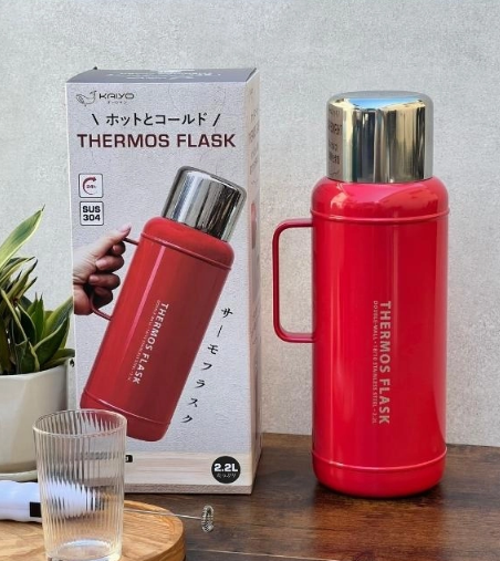 Phích giữ nhiệt 2 lớp inox Kaiyo màu đỏ cherry, dung tích 2,2L KSV-3390