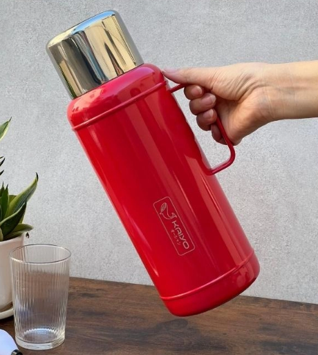 Phích giữ nhiệt 2 lớp inox Kaiyo màu đỏ cherry, dung tích 2,2L KSV-3390