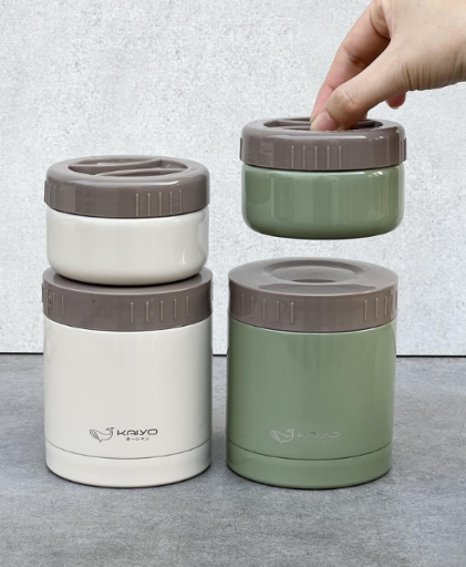 Bộ hộp cơm giữ nhiệt 4 hộp, dung tích 1200ml, màu be và xanh olive KVL-3291