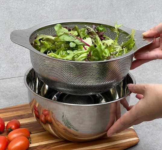 Bộ tô trộn và rổ inox Kaiyo size 20cm KIB-3062