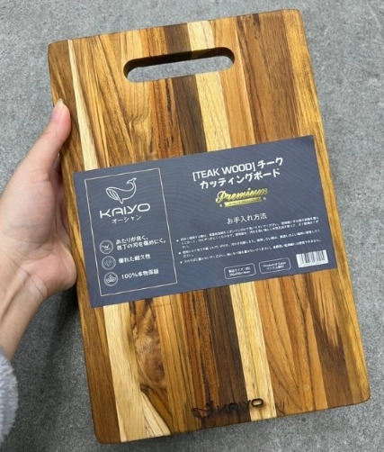 Thớt thái gỗ teak vân ngang hình chữ nhật size S VNCN01