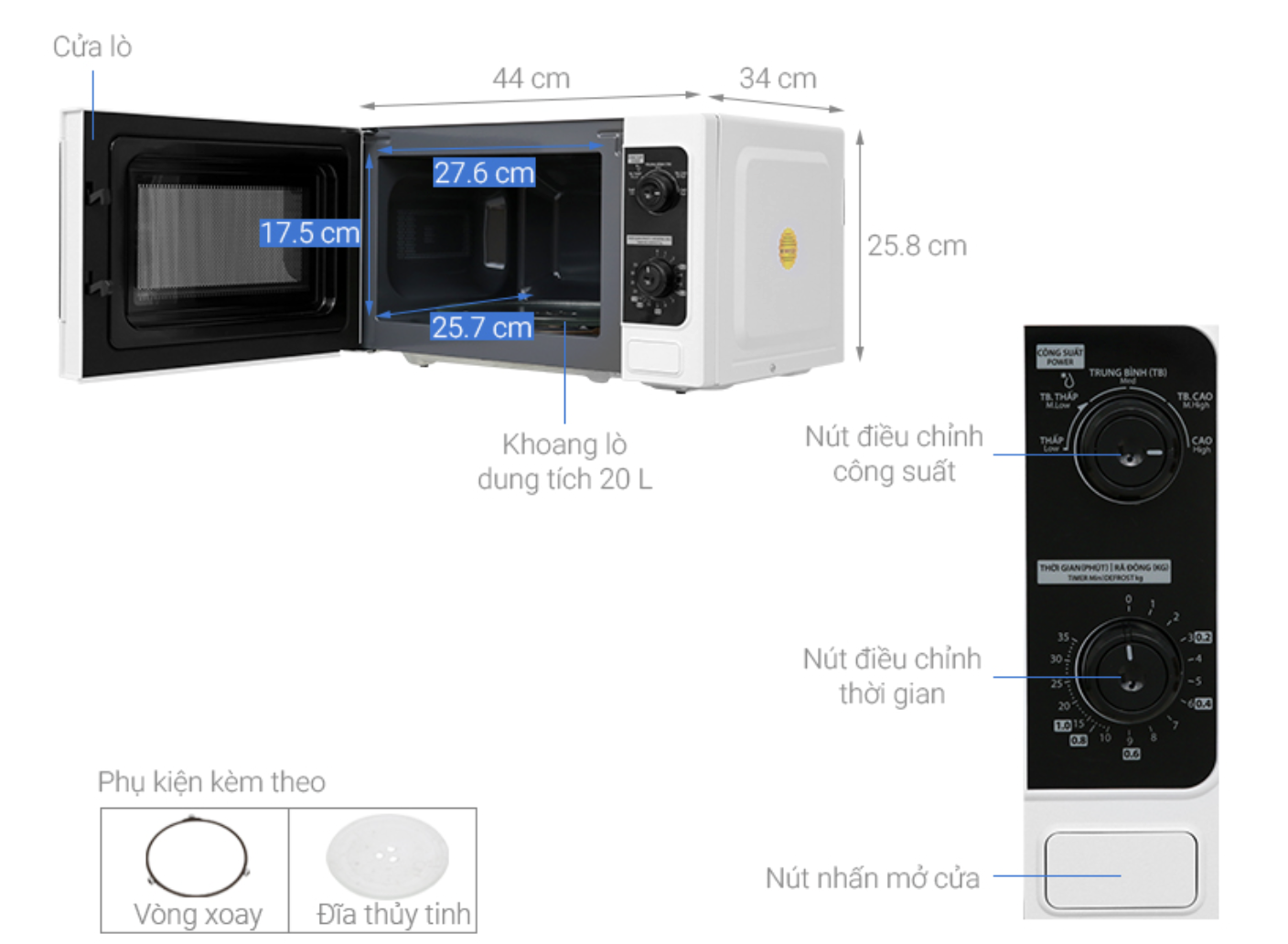 Lò Vi Sóng Cơ Toshiba 20 Lít ER-SM20(W1)VN 