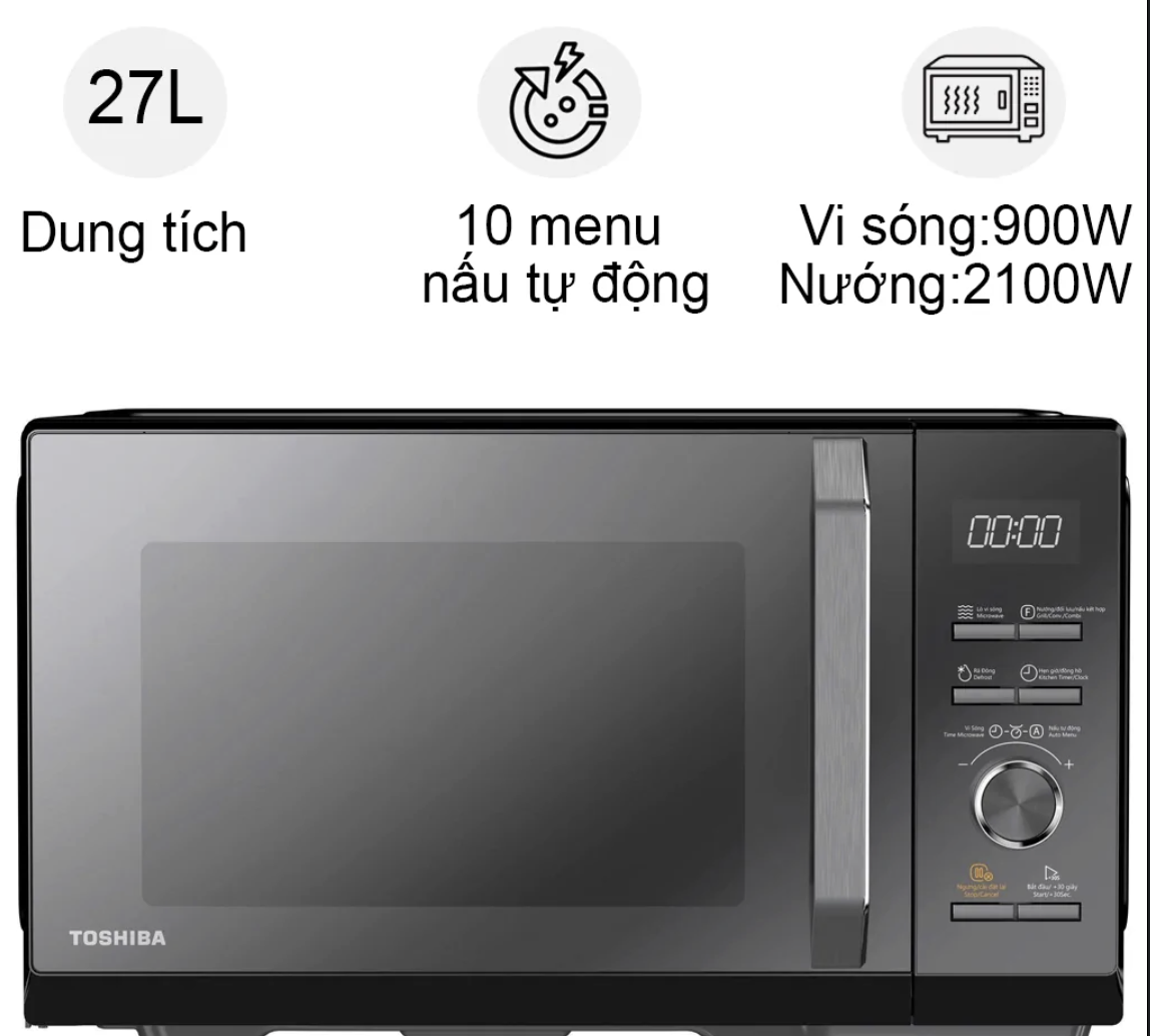 Lò Vi Sóng Điện Tử Có Nướng Đối Lưu Toshiba MW3-AC27PE(BM)