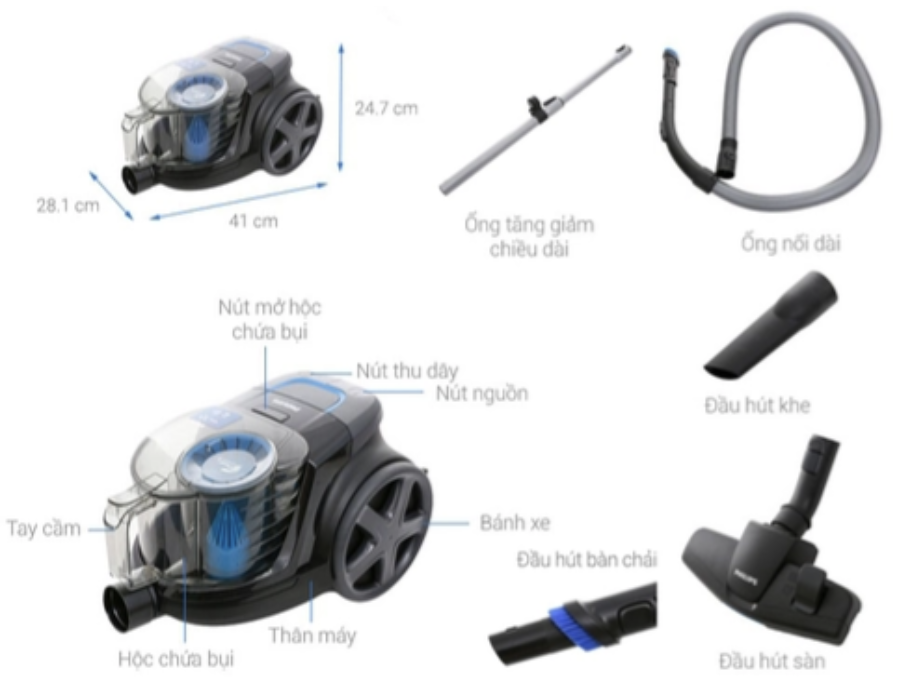 Máy Hút Bụi Dạng Hộp Không Túi Philips FC9350/01 