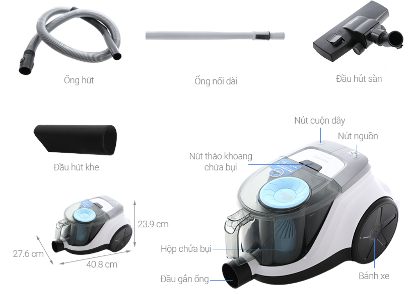 Máy Hút Bụi Dạng Hộp Không Túi Philips XB2023/01