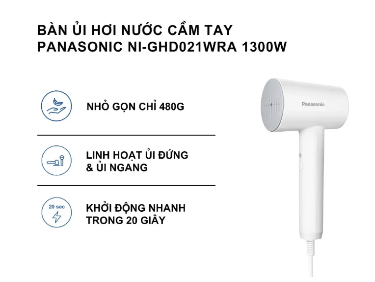 Bàn Ủi Hơi Nước Cầm Tay Mini Panasonic NI-GHD021WRA 