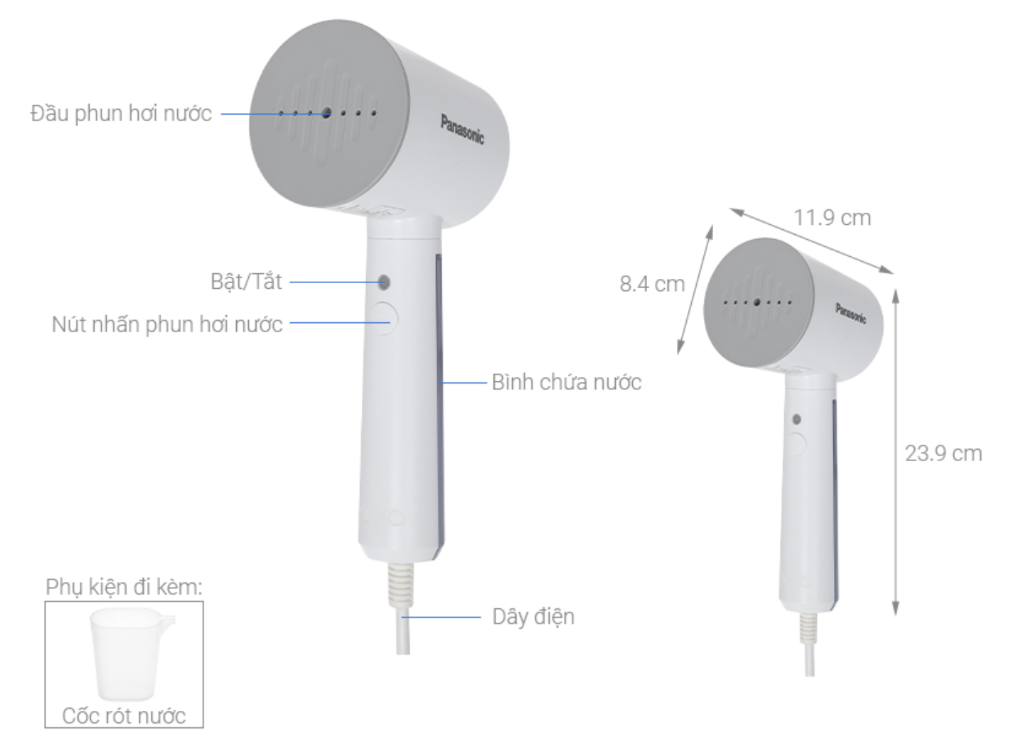 Bàn Ủi Hơi Nước Cầm Tay Mini Panasonic NI-GHD015WRA 