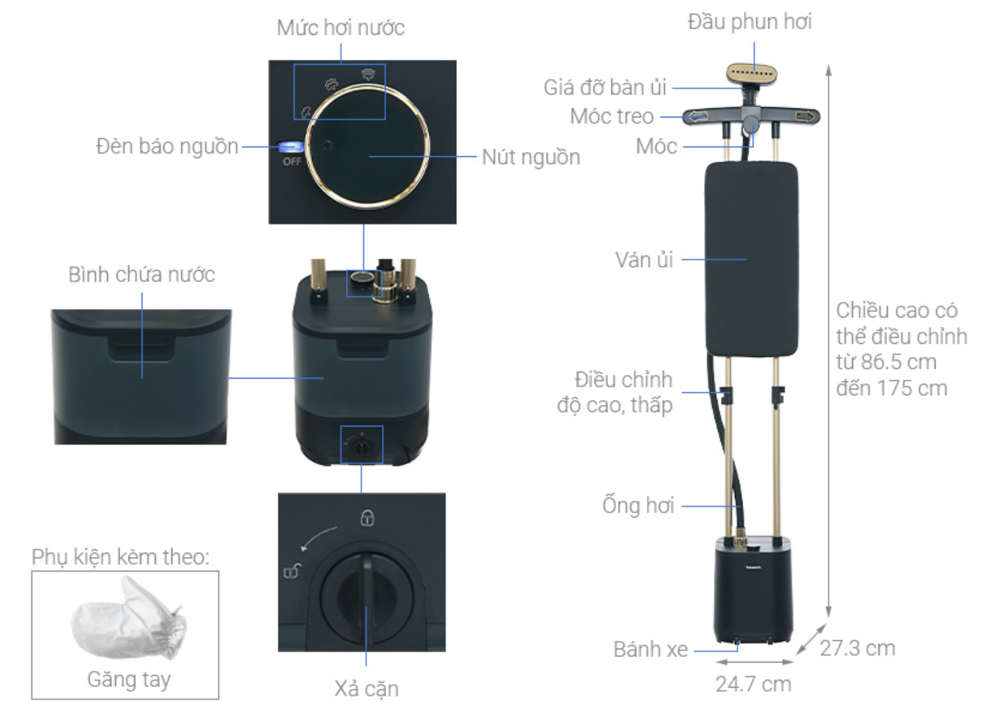 Bàn Ủi Hơi Nước Đứng Panasonic NI-GWG090GRA 
