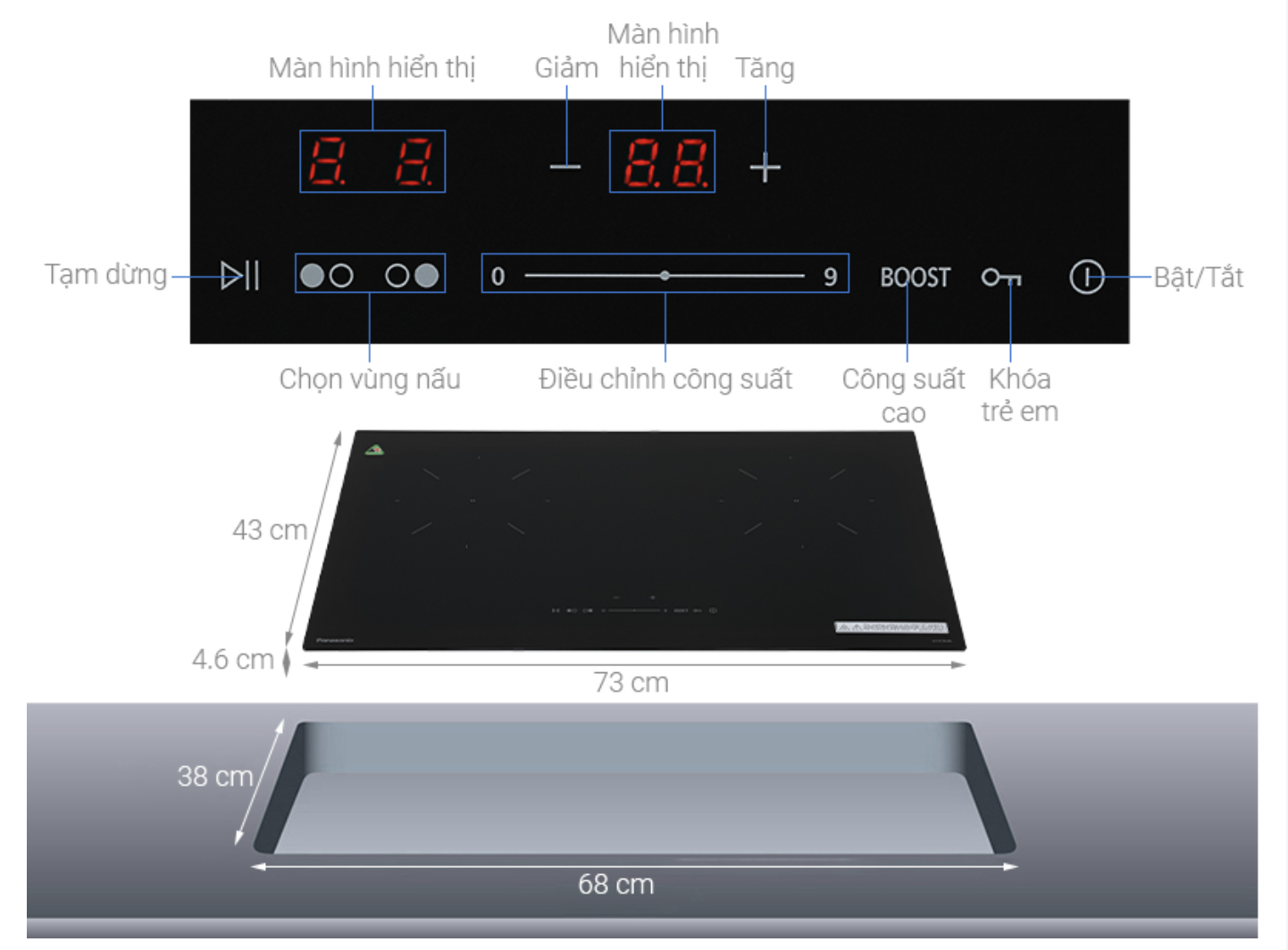 Bếp Từ Đôi Lắp Âm Cao Cấp Panasonic KY-R72AELYUE 