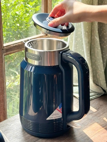 Ấm siêu tốc 2 lớp cool touch 2L Kaiyo màu xanh navy KEK-0610