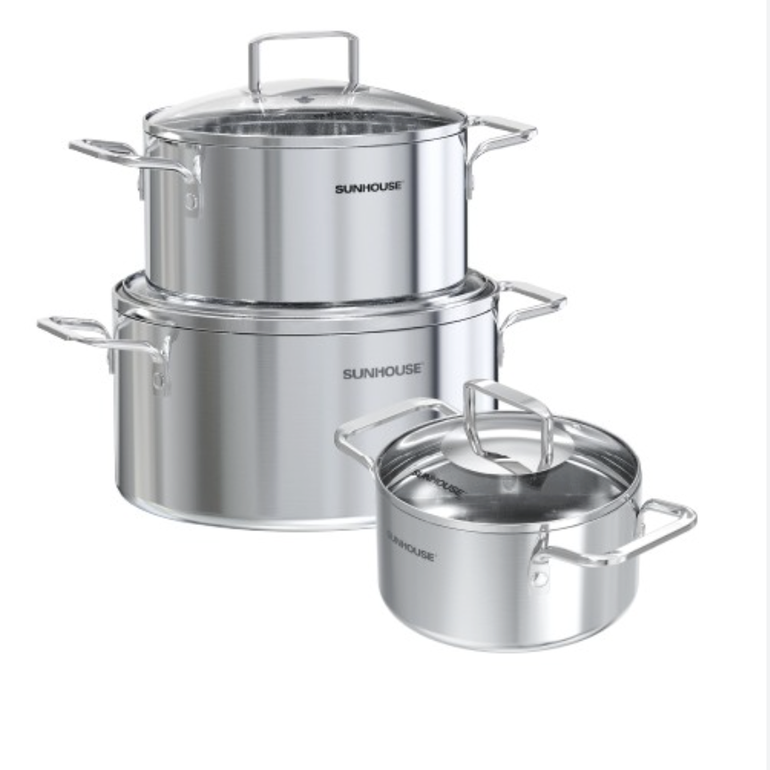 Bộ nồi inox 304 liền đáy Sunhouse Healthy SHG705